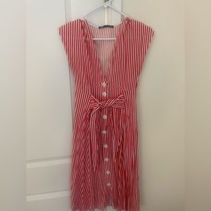 Zara Red and White Striped Dress